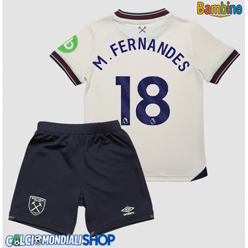 Maglie da calcio West Ham United Mateus Fernandes #18 Seconda Maglia Bambino 2025-26 Manica Corta + Pantaloni corti)